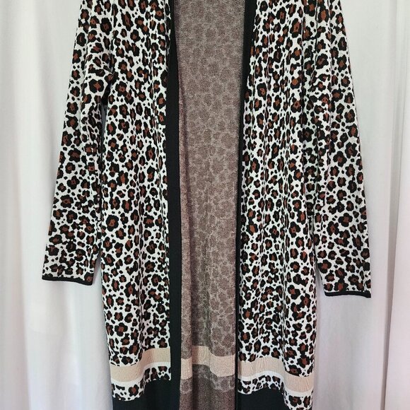 Ann Taylor Leopard Print Long Chic Cardigan size Medium  NWT - Picture 1 of 8